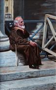 Franciskan monk at the Vatican. oil on board 55 x 45