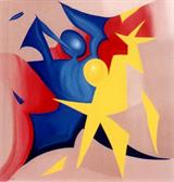 Twofight. oil on linnen 100  x 100